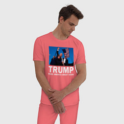 Пижама хлопковая мужская Дональд Трамп, цвет: коралловый — фото 2