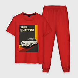 Пижама хлопковая мужская Audi Quattro автомобиль, цвет: красный