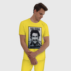 Пижама хлопковая мужская Escobar draw portrait, цвет: желтый — фото 2