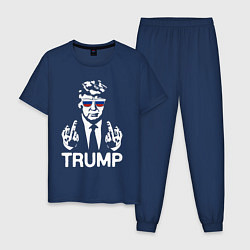 Пижама хлопковая мужская Трамп наш, цвет: тёмно-синий