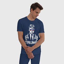 Пижама хлопковая мужская Трамп наш, цвет: тёмно-синий — фото 2