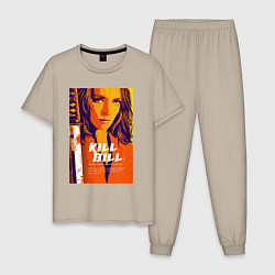Пижама хлопковая мужская Kill bill - Uma Thurman, цвет: миндальный