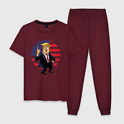 Пижама хлопковая мужская USA - Trump, цвет: меланж-бордовый