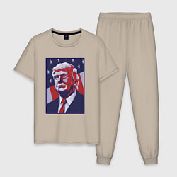 Пижама хлопковая мужская Дональд Трамп, цвет: миндальный