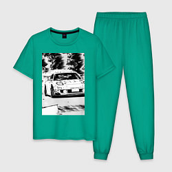 Пижама хлопковая мужская Mazda rx-7 автомобиль гоночный, цвет: зеленый