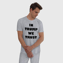 Пижама хлопковая мужская In Trump we trust - slogan, цвет: меланж — фото 2