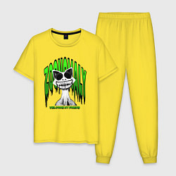 Пижама хлопковая мужская Zoonomaly ужасная аномальная кошка, цвет: желтый