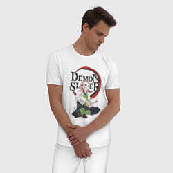 Пижама хлопковая мужская Клинок рассекающий демонов Сабито, цвет: белый — фото 2