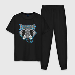 Пижама хлопковая мужская Elephants team, цвет: черный