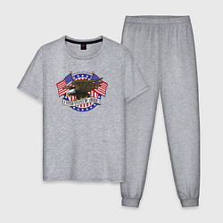 Пижама хлопковая мужская United States of America, цвет: меланж