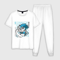 Пижама хлопковая мужская Моя геройская академия One for all Деку, цвет: белый