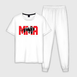 Пижама хлопковая мужская MMA пантера, цвет: белый