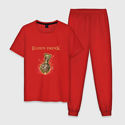 Пижама хлопковая мужская Elden drink meme, цвет: красный