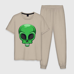 Пижама хлопковая мужская Green skeletor, цвет: миндальный