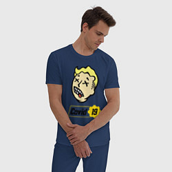 Пижама хлопковая мужская Vault boy - covid 19, цвет: тёмно-синий — фото 2