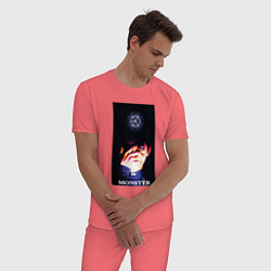 Пижама хлопковая мужская Exo monster, цвет: коралловый — фото 2
