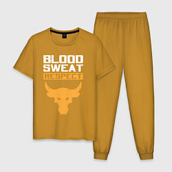 Пижама хлопковая мужская Blood sweet respect logo, цвет: горчичный