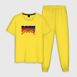 Пижама хлопковая мужская Doom logotype, цвет: желтый