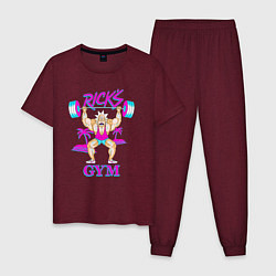 Пижама хлопковая мужская Ricks GYM, цвет: меланж-бордовый