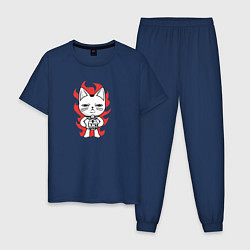 Пижама хлопковая мужская Дандадан - Турбо бабка yokai, цвет: тёмно-синий
