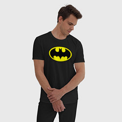 Пижама хлопковая мужская Batman logo, цвет: черный — фото 2