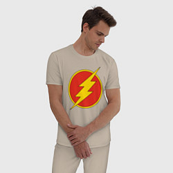 Пижама хлопковая мужская Flash logo, цвет: миндальный — фото 2