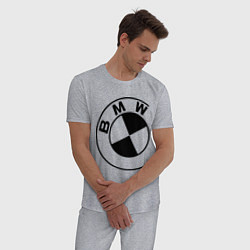 Пижама хлопковая мужская БМВ значок, цвет: меланж — фото 2