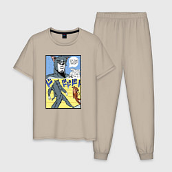 Пижама хлопковая мужская Том и Джерри Джо Джо, цвет: миндальный