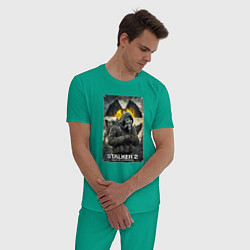 Пижама хлопковая мужская Stalker 2 heart of chornobyl, цвет: зеленый — фото 2