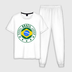 Пижама хлопковая мужская Brazil 2014, цвет: белый
