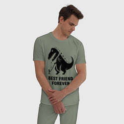 Пижама хлопковая мужская Godzilla best friend, цвет: авокадо — фото 2