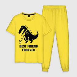 Пижама хлопковая мужская Godzilla best friend, цвет: желтый
