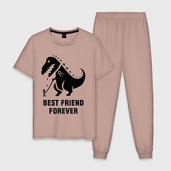 Пижама хлопковая мужская Godzilla best friend, цвет: пыльно-розовый