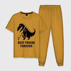 Пижама хлопковая мужская Godzilla best friend, цвет: горчичный