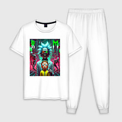 Пижама хлопковая мужская Rick and Morty - horror fantasy, цвет: белый