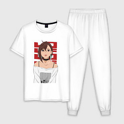 Пижама хлопковая мужская Дандадан: Момо, цвет: белый