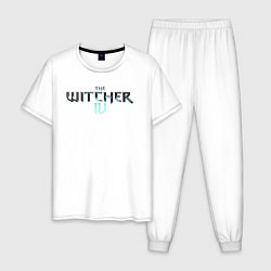 Пижама хлопковая мужская The witcher 4 logo, цвет: белый