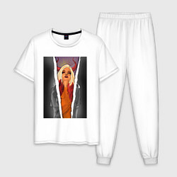 Пижама хлопковая мужская Horns, цвет: белый