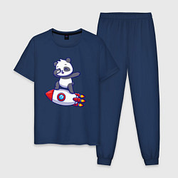 Пижама хлопковая мужская Rocket panda, цвет: тёмно-синий