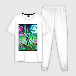 Пижама хлопковая мужская Морти потерял Рика на мухоморной планете, цвет: белый