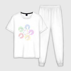 Пижама хлопковая мужская Ящерица спок, цвет: белый