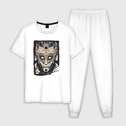 Пижама хлопковая мужская Мистический облик, цвет: белый