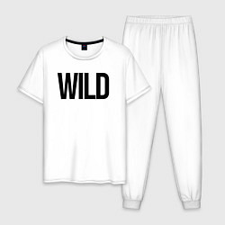 Пижама хлопковая мужская Wild, цвет: белый