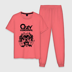 Пижама хлопковая мужская Ozzy Osbourne - rock dog, цвет: коралловый
