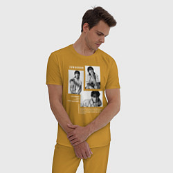 Пижама хлопковая мужская Jungkook bts black-white, цвет: горчичный — фото 2