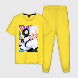 Пижама хлопковая мужская Дандадан: Бабка Момо, цвет: желтый