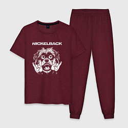 Пижама хлопковая мужская Nickelback rock dog, цвет: меланж-бордовый