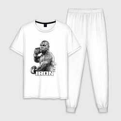 Пижама хлопковая мужская Боксер Майк Тайсон, цвет: белый