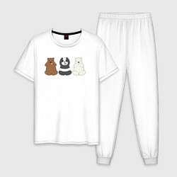 Пижама хлопковая мужская Три мишки, цвет: белый