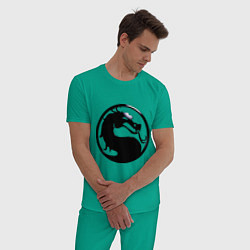 Пижама хлопковая мужская Смертельная битва - логотип, цвет: зеленый — фото 2